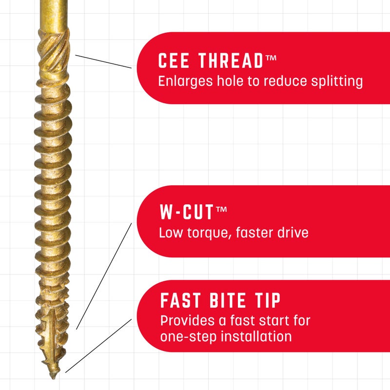 GRK Fasteners RSS 5/16 x 4 Inch, Structural Screws, 100 PCS, Rust Resistant Climatek Coating, Heavy-Duty Framing & Decking Screws, Fast Bite Tip, Star Drive Recess, T-30 Bit Included, Gold - Image 3